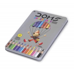 Doms - 12 Shades Super Soft - Color Pencil - Flat Tin - Gift Item