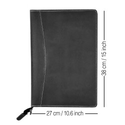 Leather 4 Ring Folder - Without Leafs | Size: FS | Color: Black (4 Ring Black Without Handle, 30 Leafs)