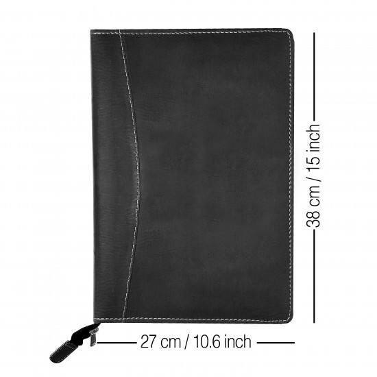  Printdoot.com Leatherette File Folder for documents and certificates, 02 Rings Without Leafs | Color: Black | Size- FS