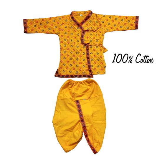 Printdoot.com Fabric,Krishnaleela/Janmashtami/Kanha/Mythological Character Costume -Yellow, 1-2 Years, For Boys & Gilrls Kids Wear